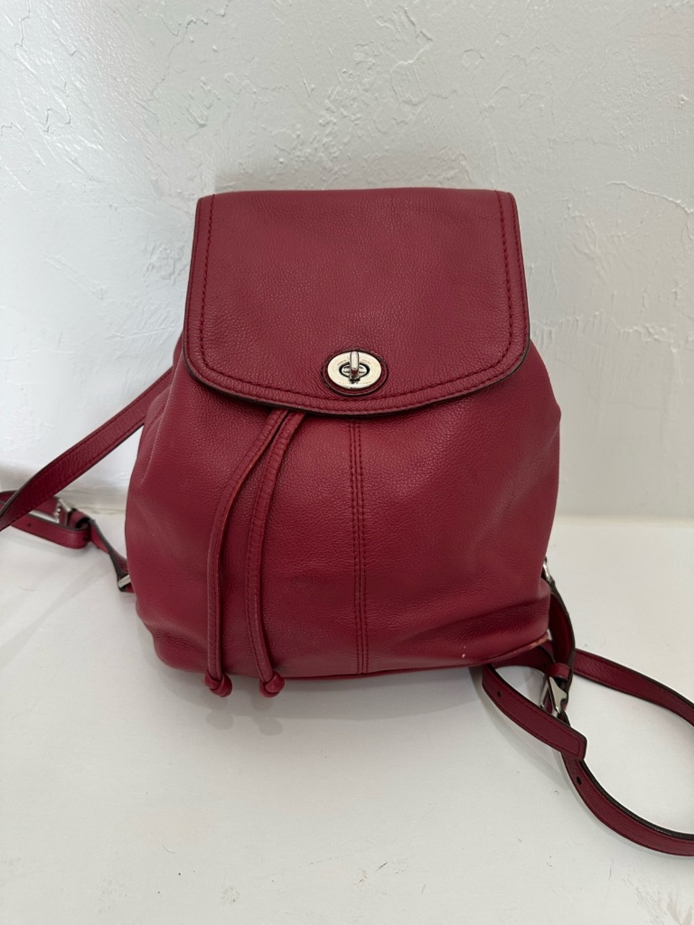 Vintage Coach Women's Red Leather Backpack Purse - Y2K